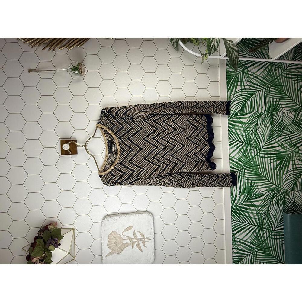Rag & Bone Navy Chevron Pattern Knit Long Sleeve Lightweight Sweater - Size - XS